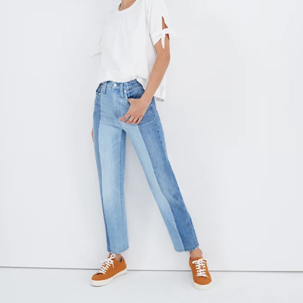 Womens Madewell  Classic Straight Leg Jeans in Clairmont Wash 30 Two Tone Pieced